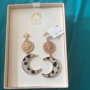 NIB C&C California Gold and Black Statement Earrings